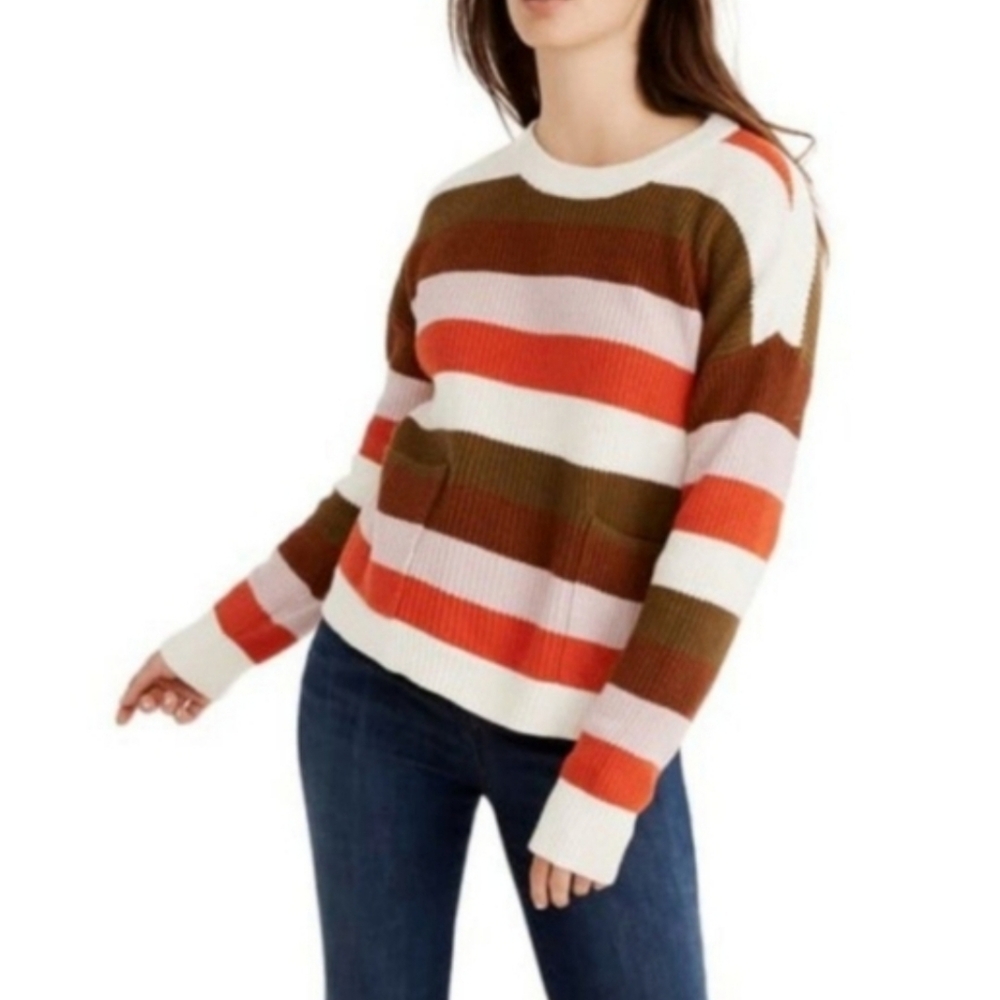 Madewell Striped Front Pocket Sweater